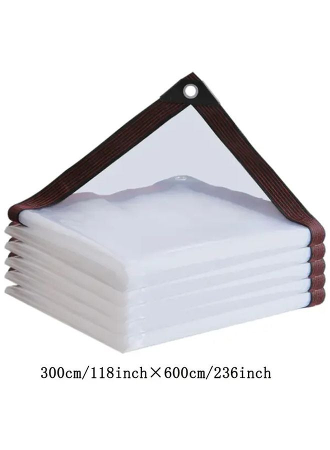 300cm x 600cm Transparent Waterproof Tarp with Grommets Outdoor Garden Car Snow Dust Cover - Image 1