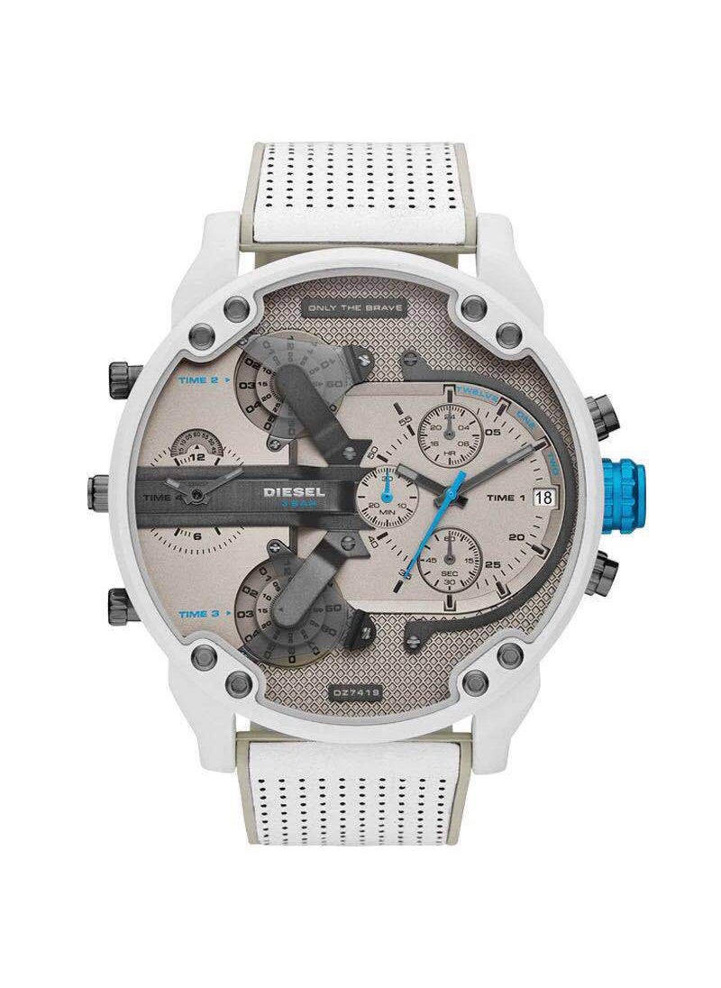 Generic Fashion Mens Watch Large Dial Trendy Quartz blue and white 