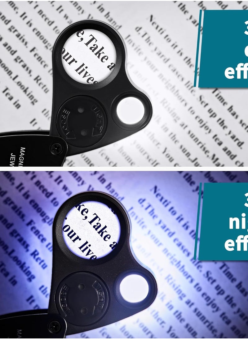 JARLINK - JARLINK 30X 60X Illuminated Jewelers Loupe Magnifier, Foldable Jewelry Magnifier with Bright LED Light for Gems, Jewelry, Coins, Stamps, etc - Image 1