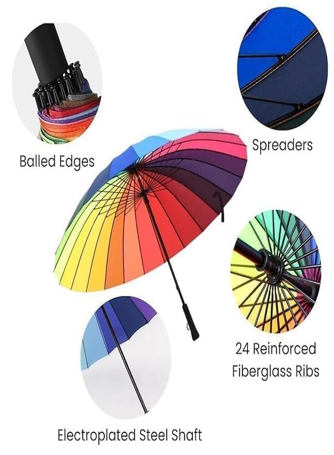 PD GROW Windproof Medium Golf Stick Umbrella with Cover UV Protection Rubber Handle Automatic Open Waterproof for Men, Women and Family - Image 4