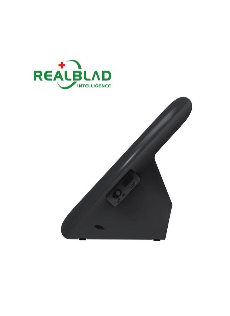 REALBLAD - Blood Pressure Monitor with Mobile App, 3-Color Display, and 360° Surround Arm Band – Perfect Fit for All Arm Sizes, Separate Data Storage (BLACK) - Image 1