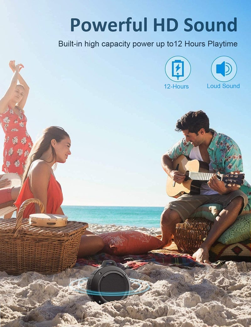 Kunodi Outdoor Waterproof Bluetooth Speaker, Wireless Portable Mini Shower Travel Speaker with Subwoofer, Enhanced Bass, Built in Mic for Sports, Pool, Beach, Hiking, Camping - Image 5