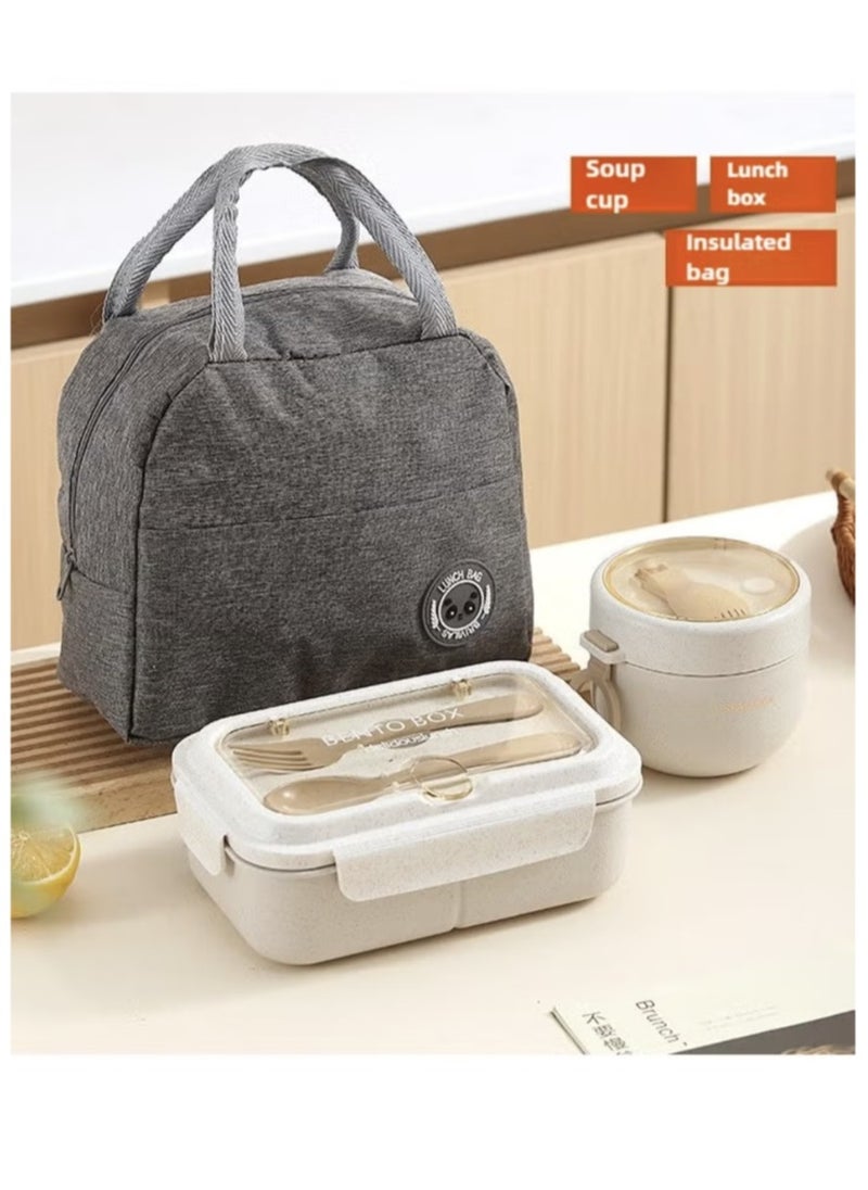 Generic - Five-piece lunch box with soup bowl – made of eco-friendly materials, microwave-safe, and with a short heating time. Food-safe bento box with insulated bag. - Image 1