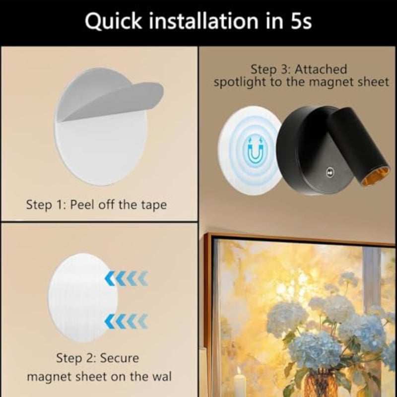 Wireless Spot Wall lights Indoor, اضاءة جدارية Rechargeable Wireless Spotlight with Timer and Dimmable, LED Uplight for Plants/Artwork - Image 5