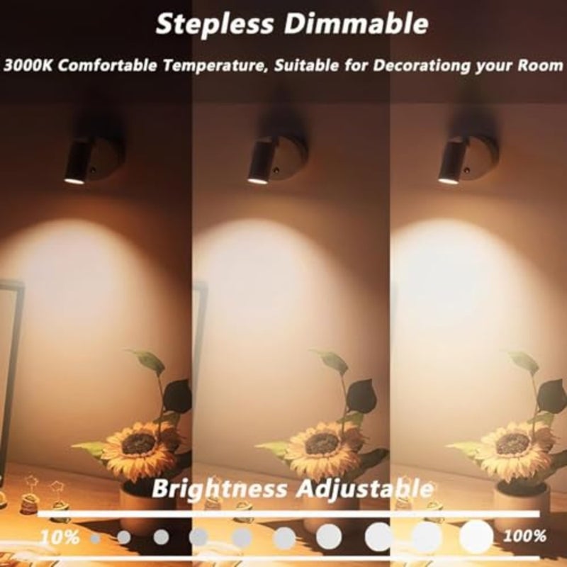 Wireless Spot Wall lights Indoor, اضاءة جدارية Rechargeable Wireless Spotlight with Timer and Dimmable, LED Uplight for Plants/Artwork - Image 2
