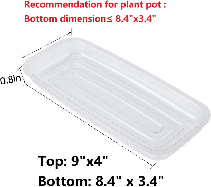 Idyllize Store Rectangular 5 Pieces of 9 by 4 Inch Clear Thick Plastic Heavy Duty Sturdy Plant Saucer Drip Trays for pots, Window Sills and Window Shelf (8.5"x3.5") - Image 2