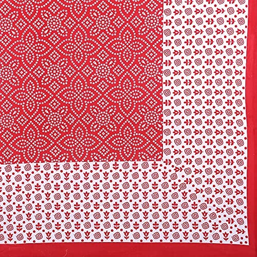 Ealth Kart Premium 100% Cotton Rajasthani Jaipuri Traditional King Size Double Bedsheet with 2 Pillow Covers (Red-2) - Image 4