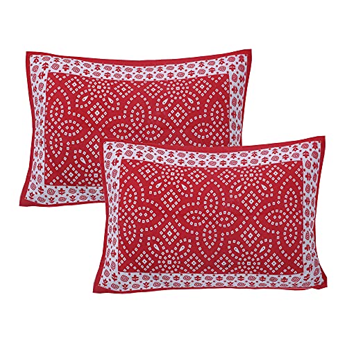 Ealth Kart Premium 100% Cotton Rajasthani Jaipuri Traditional King Size Double Bedsheet with 2 Pillow Covers (Red-2) - Image 3