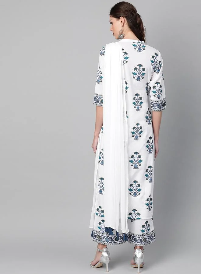 Libas Libas Printed Straight Kurta with Printed Palazzo with Pockets Set