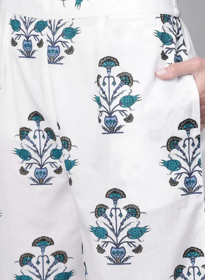 Libas Libas Printed Straight Kurta with Printed Palazzo with Pockets Set
