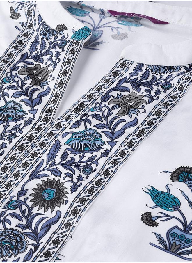 Printed Straight Kurta with Printed Palazzo with Pockets Set by Styli