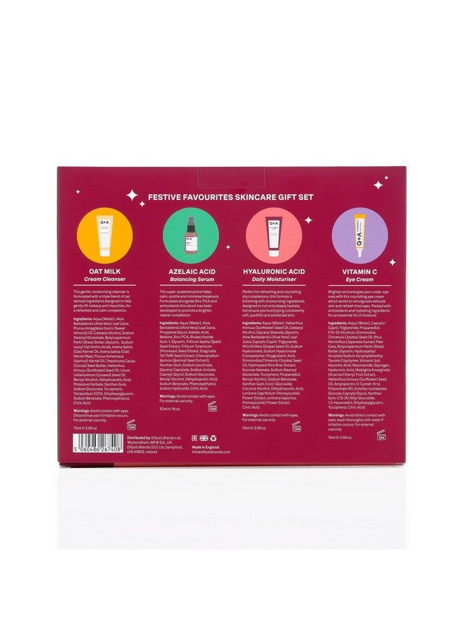 كيو+إيه مجموعة هدايا مفضلة للأعياد، تحتوي على مرطب حمض الهيالورونيك (75 مل)، ومنظف كريم حليب الشوفان (75 مل)، ومصل حمض الأزيليك (30 مل)، ومصل العين بالكافيين (15 مل) - Image 3