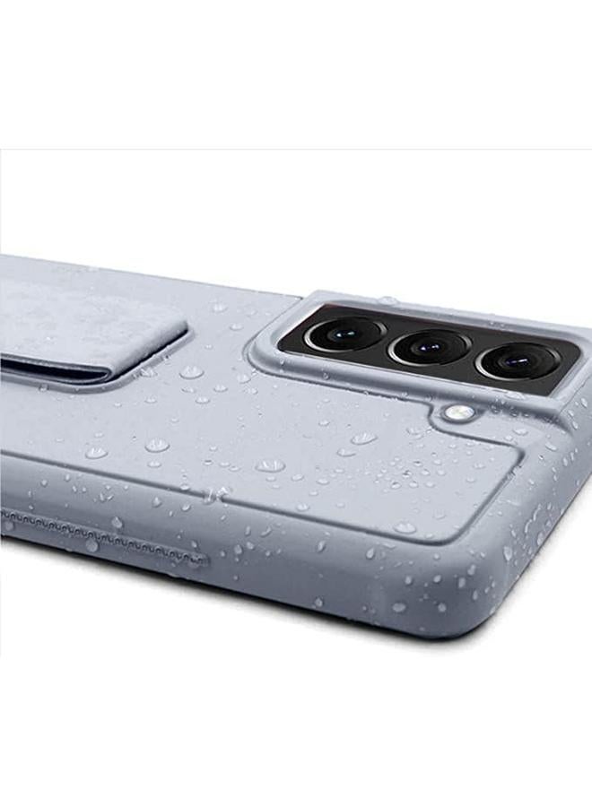 اس-توب جراب حماية من السيليكون والجلد الصناعي S Top مع حزام معصم معزز لهاتف Samsung Galaxy S20 Fe 5G باللون الرمادي - Image 3