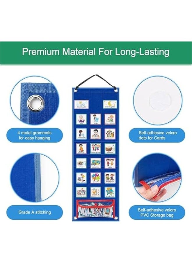 TRASSLE Visual Schedule for Kids with Autism Chore Chart for Kids, Daily Routine Chart with 96 Cards, Autism Learning Materials Toddler Planning Board Visual Schedule Pocket Chart  - Image 2