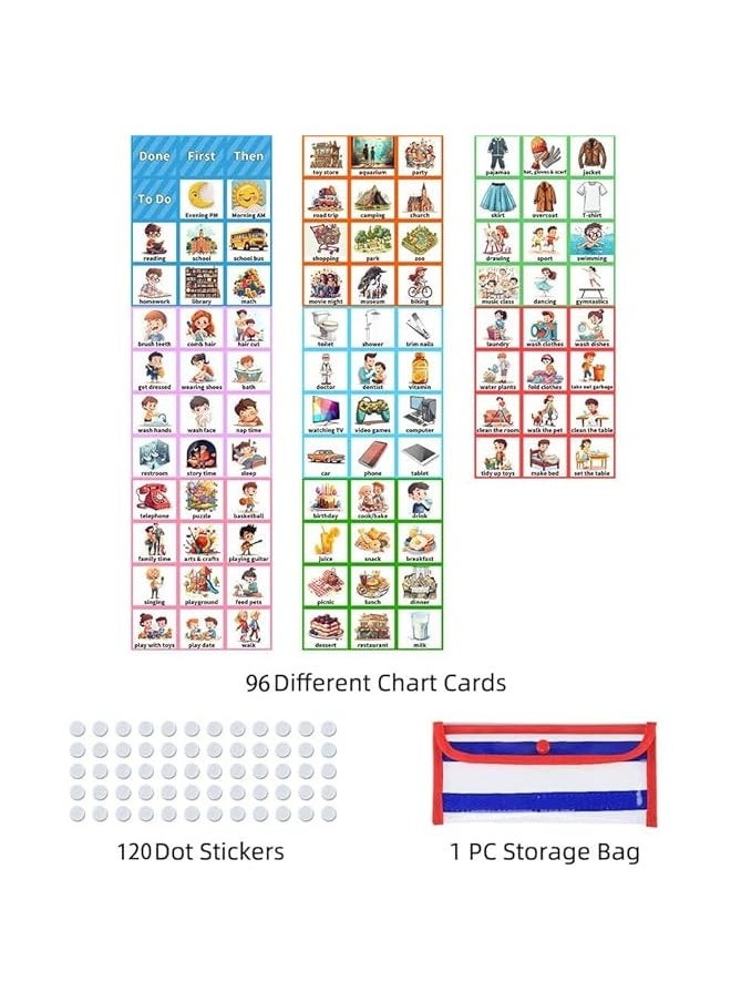 TRASSLE Visual Schedule for Kids with Autism Chore Chart for Kids, Daily Routine Chart with 96 Cards, Autism Learning Materials Toddler Planning Board Visual Schedule Pocket Chart  - Image 4