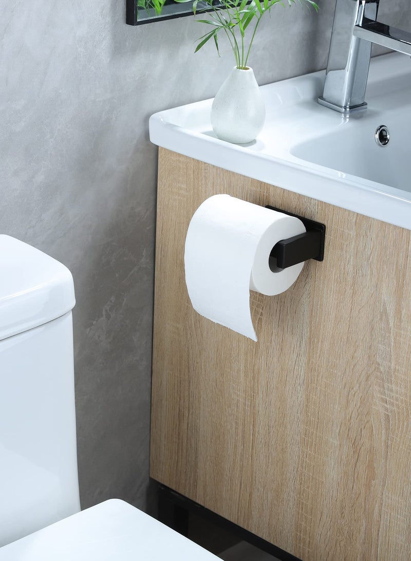 HaHaHai Bathroom Adhesive Toilet Paper Holder, Premium SUS 304 Stainless Steel Rustproof Wall Mounted Toilet Roll Holder Self Adhesive Command Strip Toilet Paper Roll Holder for Bathroom, Kitchen, Washroom, No Drilling (Black) - Image 4