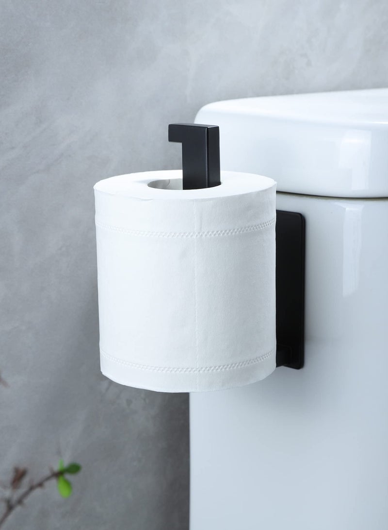 HaHaHai Bathroom Adhesive Toilet Paper Holder, Premium SUS 304 Stainless Steel Rustproof Wall Mounted Toilet Roll Holder Self Adhesive Command Strip Toilet Paper Roll Holder for Bathroom, Kitchen, Washroom, No Drilling (Black) - Image 2