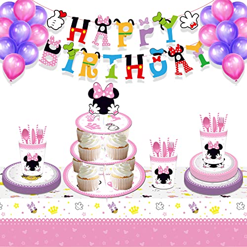 OULUN Large 3-Tier Minnie Cupcake Stand 12Inch Cardboard Cupcake Tray for Wedding Birthday Baby Shower Minnie Birthday Party Supplies - Image 5