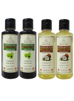 Khadi Pure Amla Sls & Coconut Sls Hair Oil 210 Ml (Pack Of 4)  - Image 1