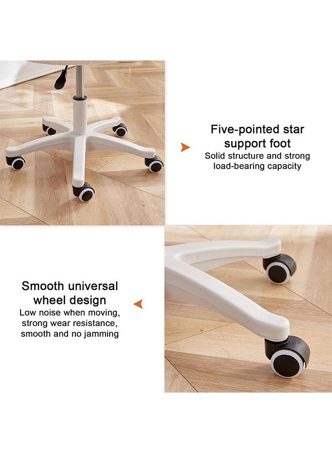 DUSALA Vanity Chairs with Wheels,Cute Furry Desk Chair Height Adjustable Armless,Adjustable Swivel Vanity Stool for Girl Women Home Office,Bedroom (white) - Image 3
