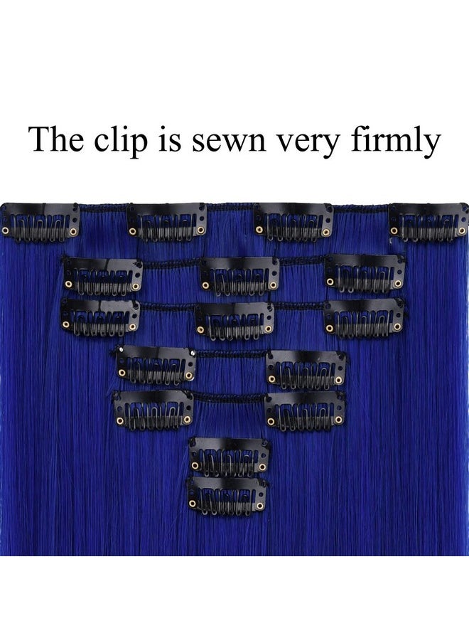 SYXLCYGG - Dark Blue Hair Extensions Clip Extension 22 Straight Synthetic Girl Hair Piece Cheap Natural Fluffy⫬ Tangled Women Colorful Full Head - Image 1