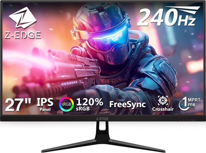 Z Z-Edge شاشة ألعاب Z-Edge مقاس 27 بوصة، 240 هرتز، لوحة IPS، زمن استجابة 1ms MPRT، شاشة LED كاملة الدقة (1920x1080)، سطوع 400cd/m²، إطار فائق النحافة، FreeSync، منفذي HDMI*2 و DP*2، قابلة للتركيب على حامل VESA، طراز UG27PJ - Image 1