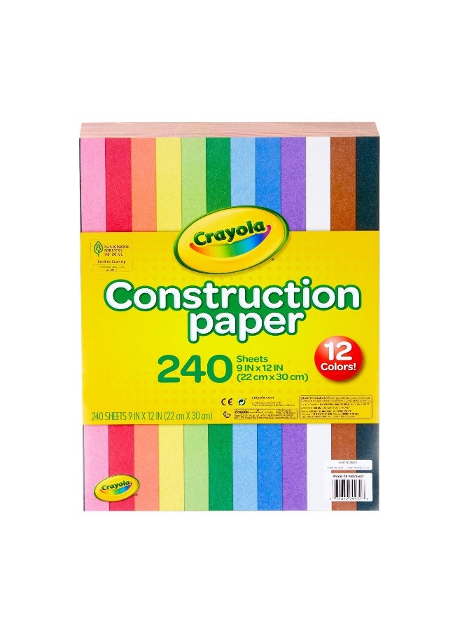 Crayola ورق البناء من كرايولا (240 ورقة، 22 × 30 سم، 12 لون) - Image 1