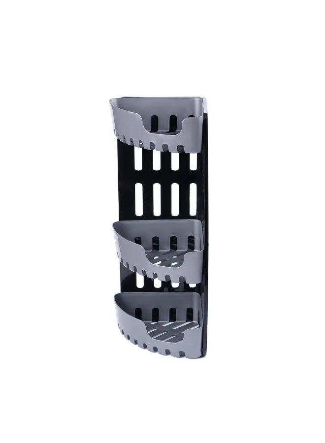 3-Tier Wall-Mounted Corner Organizer Shelf for Bathroom Essentials, 21.5x21.5x55 cm