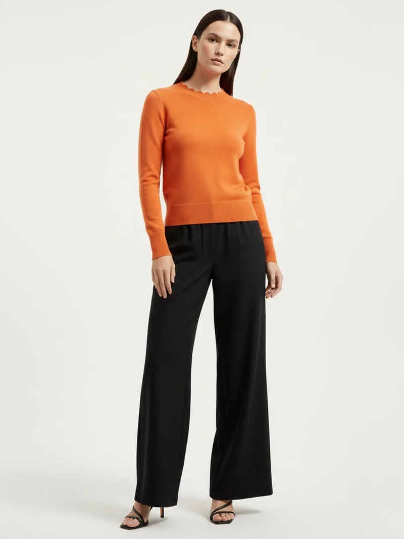 Outzidr  Orange Full Sleeve Crew Neck Regular Sweater  | Best Price UAE