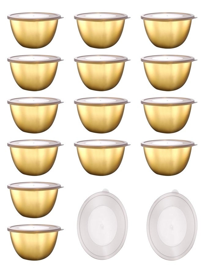 SENONAPO 14 Pack 6.69 inches Gold Mixing Bowls with 16 Pcs Airtight Lids Stackable Stainless Steel Soup Bowls Versatile Mixing Bowls Metal Fruit Salad Bowls Round Serving Bowl for Kitchen Cooking Supplies - Image 1