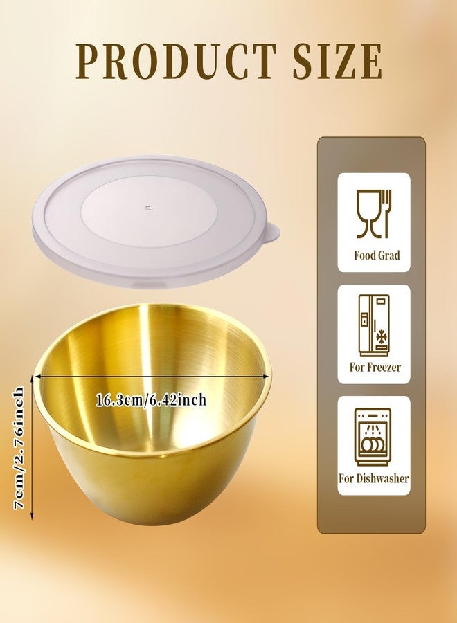 SENONAPO 14 Pack 6.69 inches Gold Mixing Bowls with 16 Pcs Airtight Lids Stackable Stainless Steel Soup Bowls Versatile Mixing Bowls Metal Fruit Salad Bowls Round Serving Bowl for Kitchen Cooking Supplies - Image 2