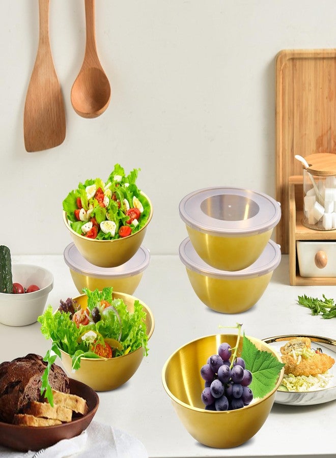 SENONAPO 14 Pack 6.69 inches Gold Mixing Bowls with 16 Pcs Airtight Lids Stackable Stainless Steel Soup Bowls Versatile Mixing Bowls Metal Fruit Salad Bowls Round Serving Bowl for Kitchen Cooking Supplies - Image 3