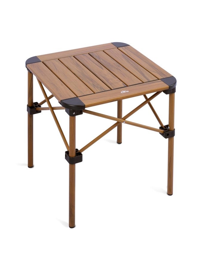 iClimb Lightweight Stable Alu. Folding Square Table Roll Up Top with Carry Bag for Camping Picnic Backyards BBQ Camp Kitchen (Nature, S) - Image 1