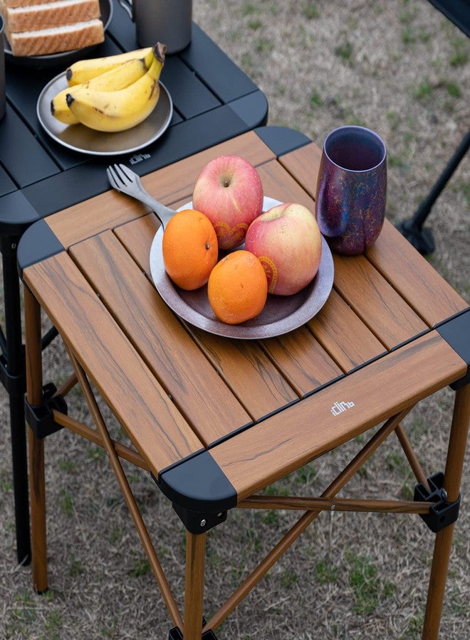 iClimb Lightweight Stable Alu. Folding Square Table Roll Up Top with Carry Bag for Camping Picnic Backyards BBQ Camp Kitchen (Nature, S) - Image 3