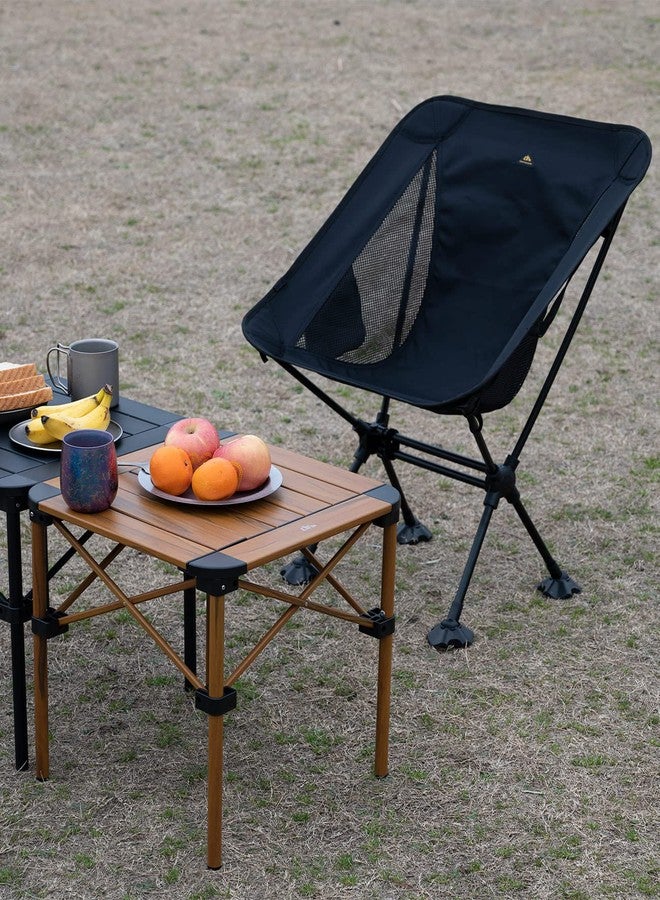 iClimb Lightweight Stable Alu. Folding Square Table Roll Up Top with Carry Bag for Camping Picnic Backyards BBQ Camp Kitchen (Nature, S) - Image 2