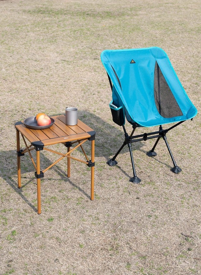 iClimb Lightweight Stable Alu. Folding Square Table Roll Up Top with Carry Bag for Camping Picnic Backyards BBQ Camp Kitchen (Nature, S) - Image 4