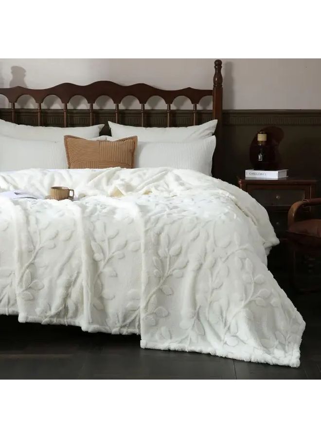 Ultra Soft Polyester Fleece Throw Blanket Reversible No Shed No Pilling All Season Plush Luxury for Bed Couch Sofa Grey 39 37 59 06 Inch Super Soft Lightweight Cozy 3D Leaves Textured - Image 5