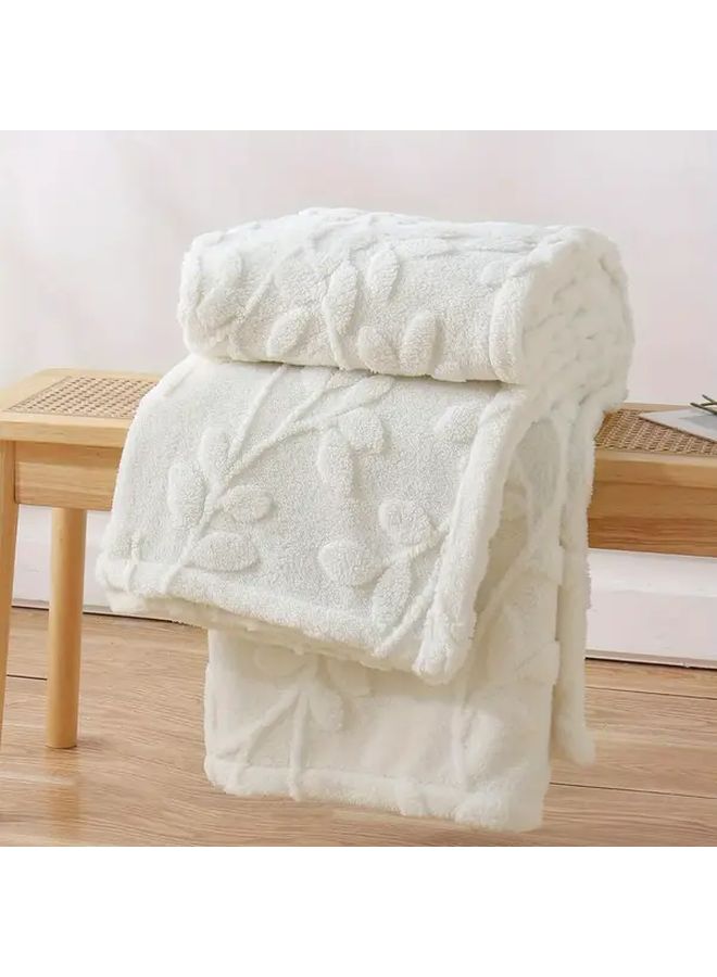 Ultra Soft Polyester Fleece Throw Blanket Reversible No Shed No Pilling All Season Plush Luxury for Bed Couch Sofa Grey 39 37 59 06 Inch Super Soft Lightweight Cozy 3D Leaves Textured - Image 1