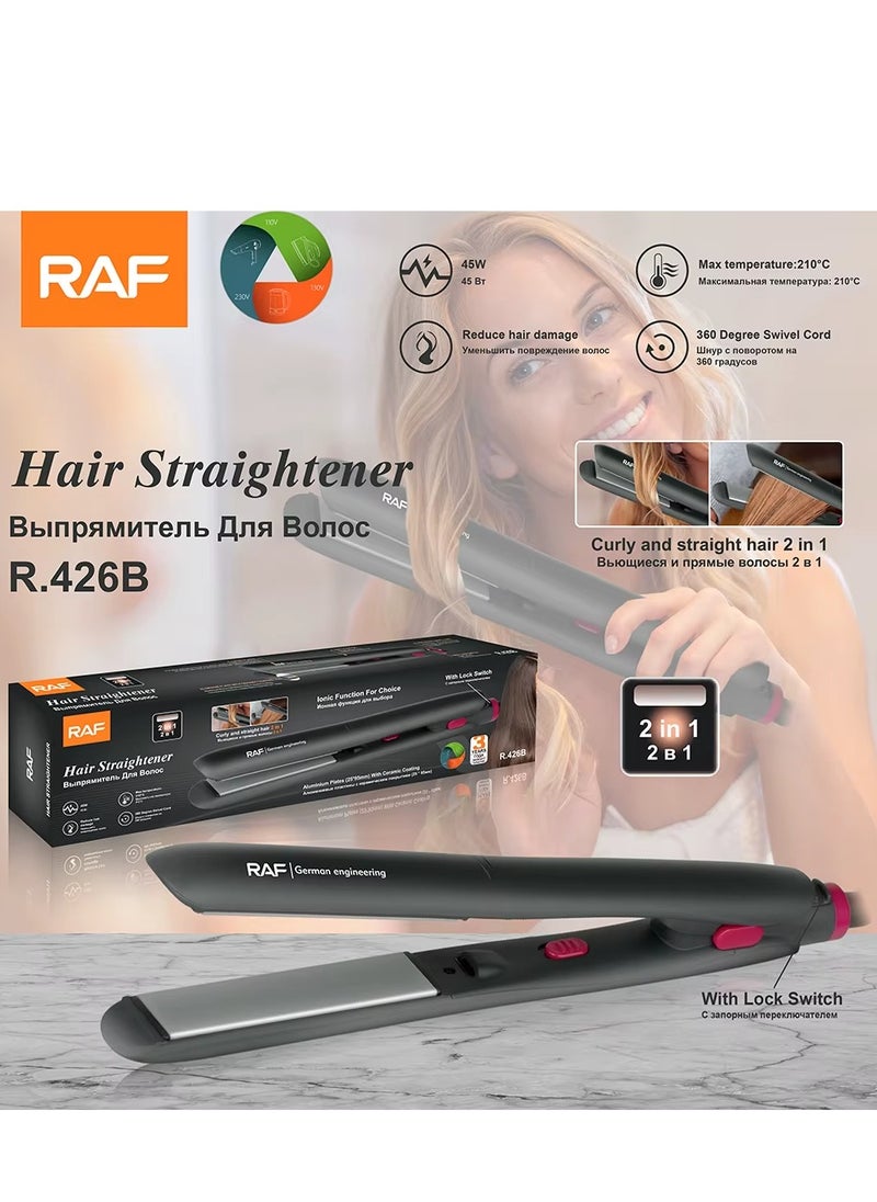 RAF 2-in-1 Hair Straightener and Curler – Professional Ceramic Flat Iron, Fast Heating, Anti-Frizz Styling Tool, Advanced German Technology for Smooth & Sleek Styling  - Image 2