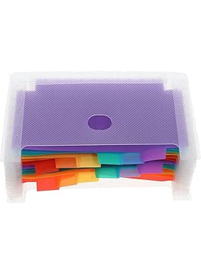 Large Capacity Accordion File Organizer Expanding Folder Transparent White with Colored Dividers - Image 1