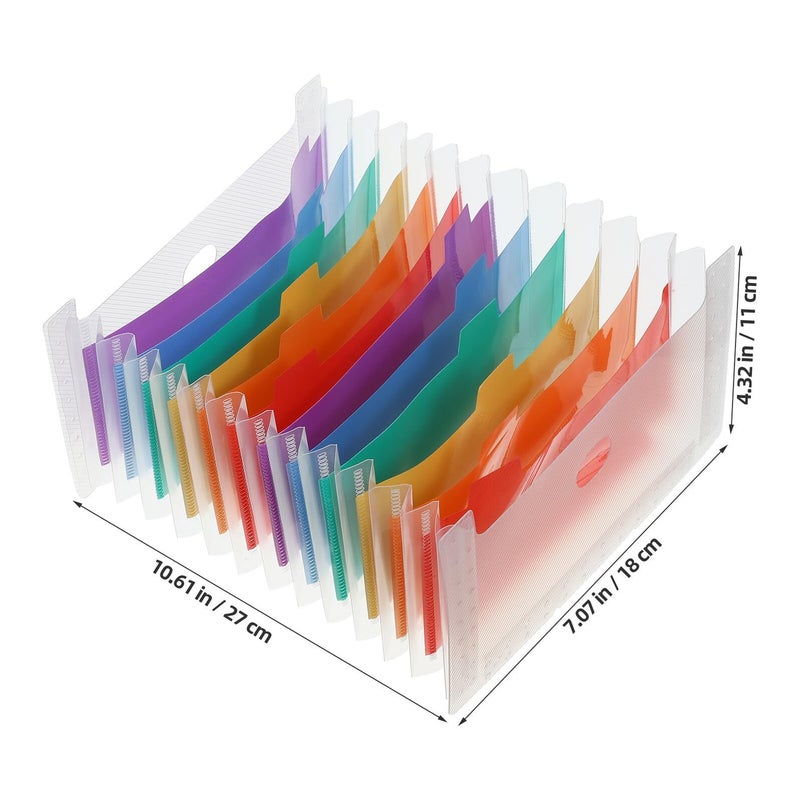Large Capacity Accordion File Organizer Expanding Folder Transparent White with Colored Dividers - Image 3