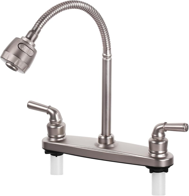 JAKARDA RV Kitchen Faucet Non-Metallic, Flexible Spout for Campers, Motorhomes, Travel Trailers (Brushed Nickled) - Image 1