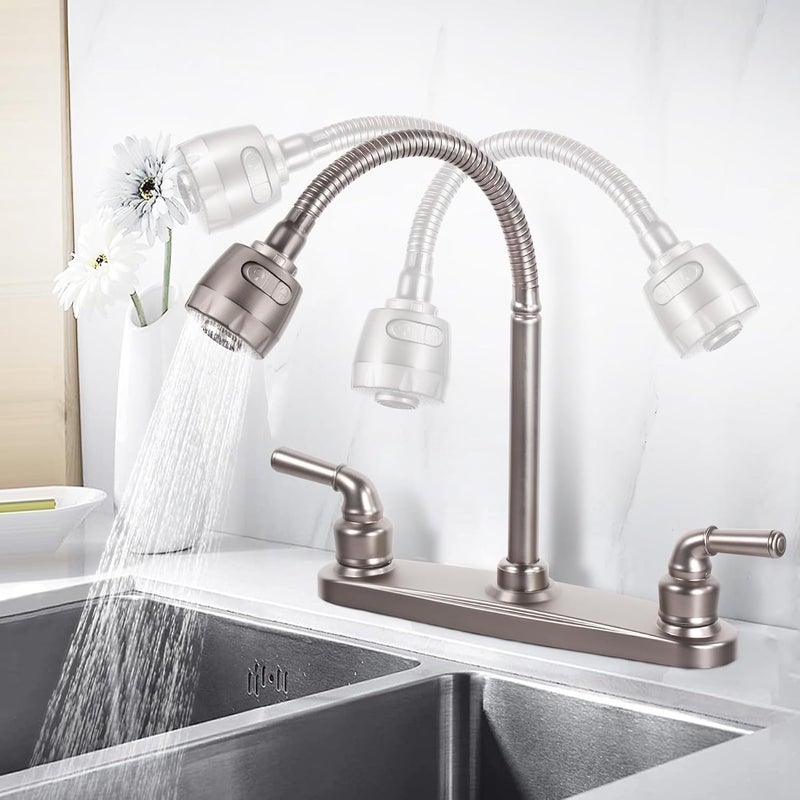 JAKARDA RV Kitchen Faucet Non-Metallic, Flexible Spout for Campers, Motorhomes, Travel Trailers (Brushed Nickled) - Image 2