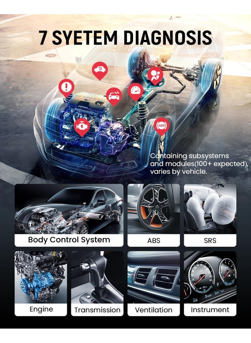 فكر في السيارة جهاز فحص THINKCAR OBD2، ThinkScan Plus S7: أداة فحص وتشخيص لأنظمة ABS وSRS وECM وTCM وBCM وAC وIC، مع 5 خيارات للخدمات الخاصة، وقارئ أكواد يغطي 94 علامة تجارية للسيارات، وFCA AutoAuth، والتحديث اللاسلكي - Image 2