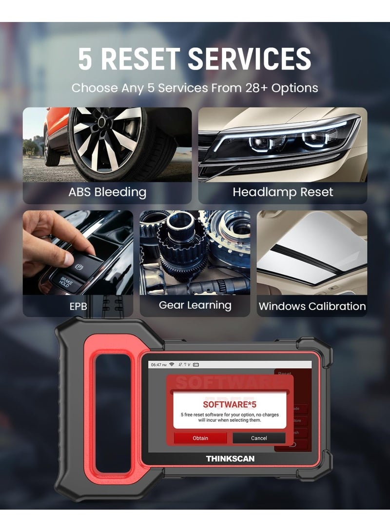 فكر في السيارة جهاز فحص THINKCAR OBD2، ThinkScan Plus S7: أداة فحص وتشخيص لأنظمة ABS وSRS وECM وTCM وBCM وAC وIC، مع 5 خيارات للخدمات الخاصة، وقارئ أكواد يغطي 94 علامة تجارية للسيارات، وFCA AutoAuth، والتحديث اللاسلكي - Image 3