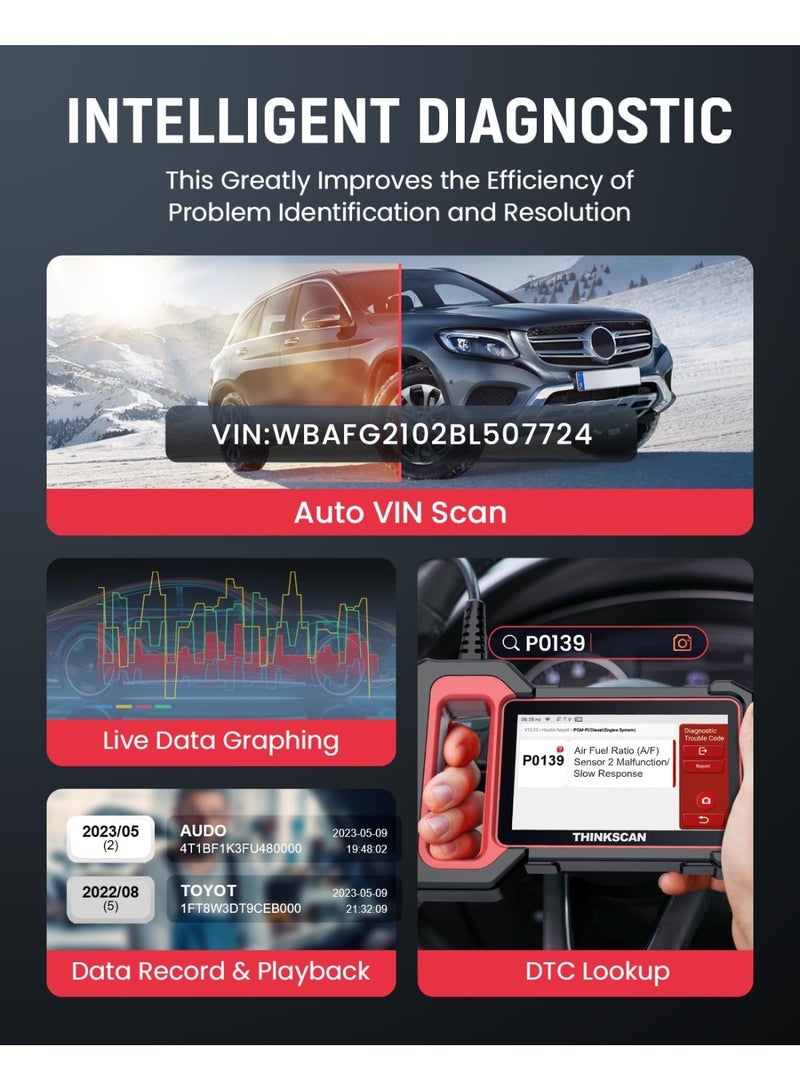 فكر في السيارة جهاز فحص THINKCAR OBD2، ThinkScan Plus S7: أداة فحص وتشخيص لأنظمة ABS وSRS وECM وTCM وBCM وAC وIC، مع 5 خيارات للخدمات الخاصة، وقارئ أكواد يغطي 94 علامة تجارية للسيارات، وFCA AutoAuth، والتحديث اللاسلكي - Image 5