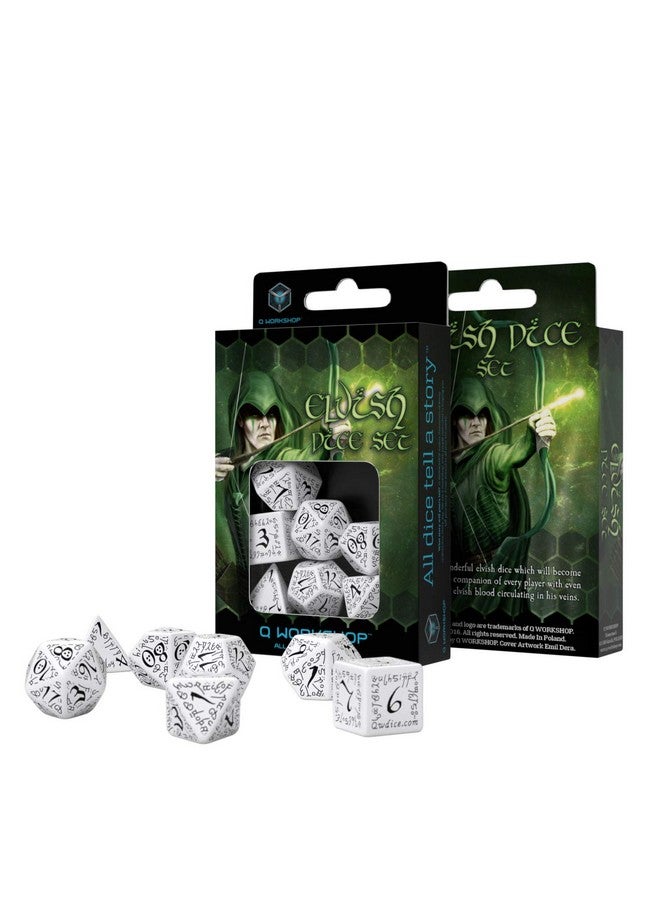 Q WORKSHOP Q-Workshop Elvish Dice White/Black (7) Board Game - Image 2