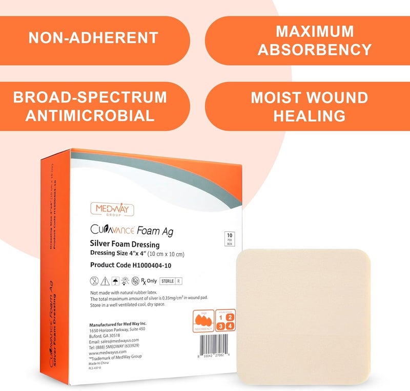 MedVance TM Foam Waterproof NonAdhesive Hydrophilic Foam Dressing 4X4 Pack of 10 - Image 2