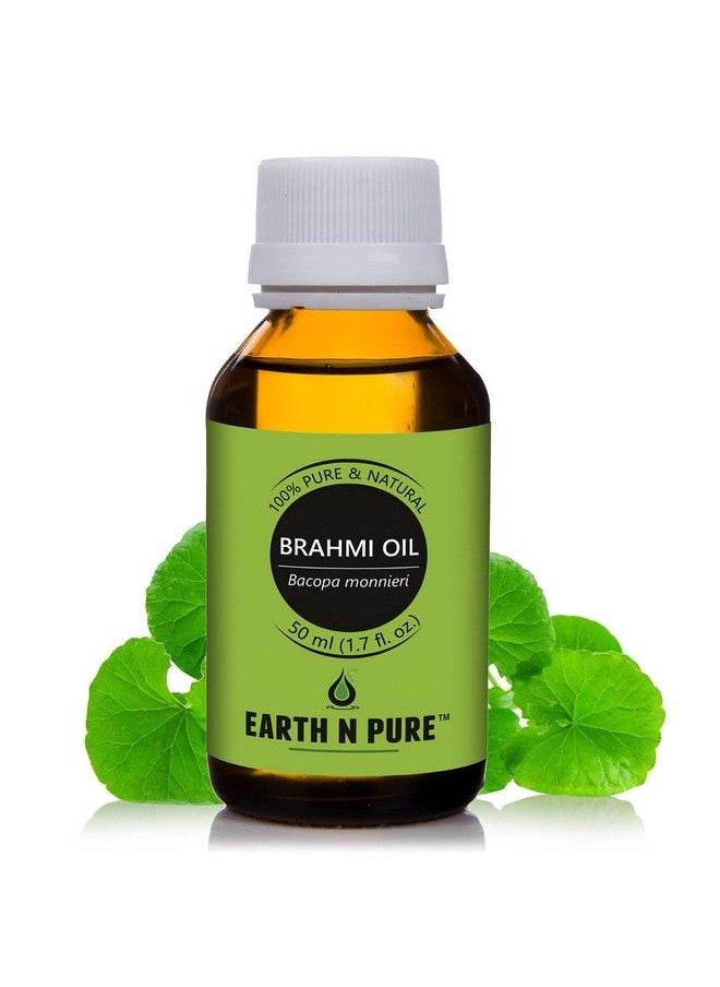 Earth N Pure زيت براهمي 100% نقي وطبيعي غير مخفف ومعصور على البارد ودرجة علاجية زيت الأيورفيدا للبشرة والشعر يهدئ العقل ويحافظ على الشعر باردًا زيت الشعر لنمو الشعر (50 مل)  - Image 1