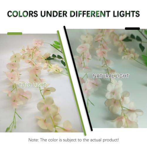 Luerbi 24 Pack Champagne Wisteria Hanging Flowers Garland 377 Feet Artificial Flower Vines Fake Wisteria Artificial Vines Hanging Garland for Backdrop Outdoor Yard Garden Decor - Image 3